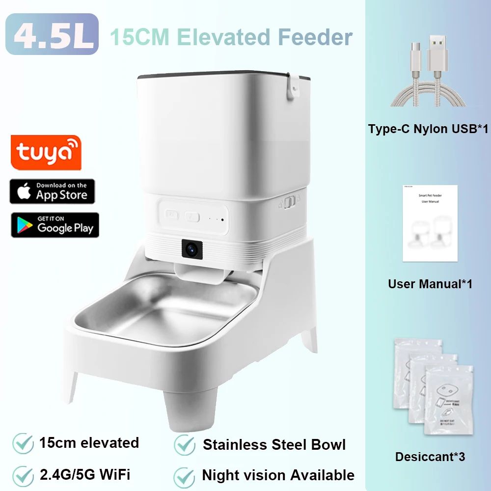 Smart Automatic Wifi Pet Feeder with HD Camera and App Control