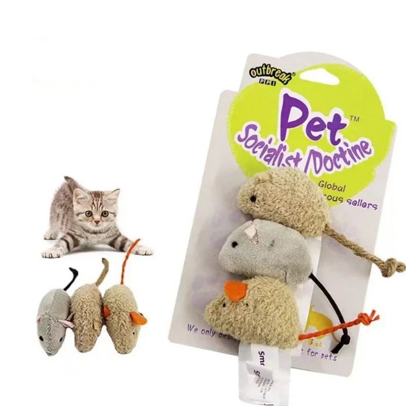 Plush Mouse Cat Toy Set for Interactive Hunting Play