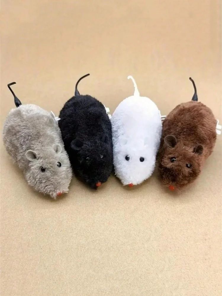 Wind Up Plush Mouse Cat Toy for Interactive Hunting Play