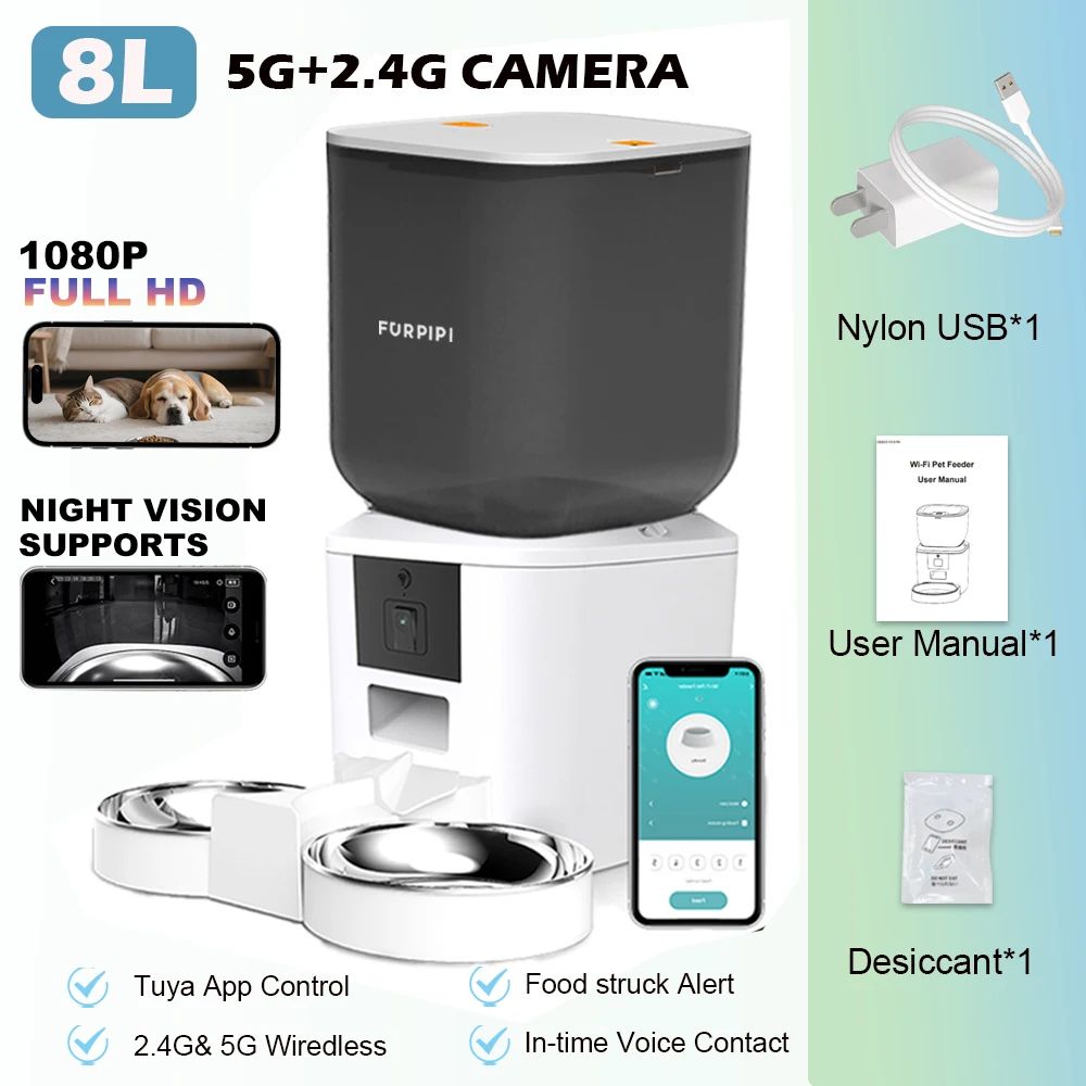 Furpipi Smart Automatic Pet Feeder With 1080P Camera
