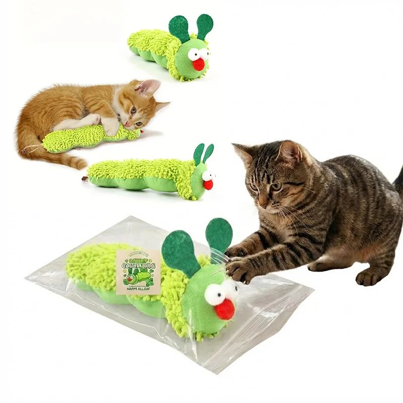CaterPurr Catnip Caterpillar Plush Toy for Teeth Cleaning