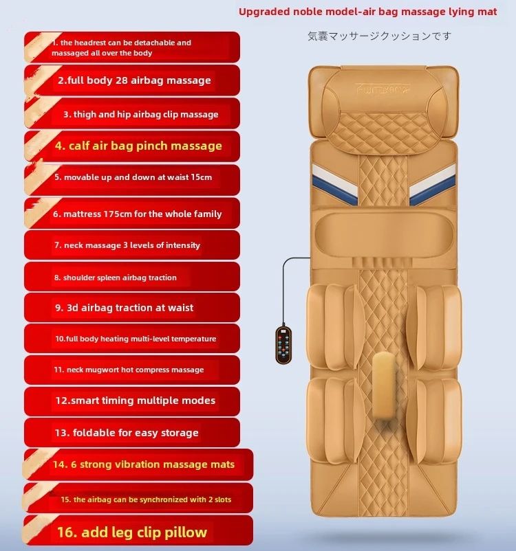 Full Body Massage Mat with Heat Lumbar Traction and Neck Massage