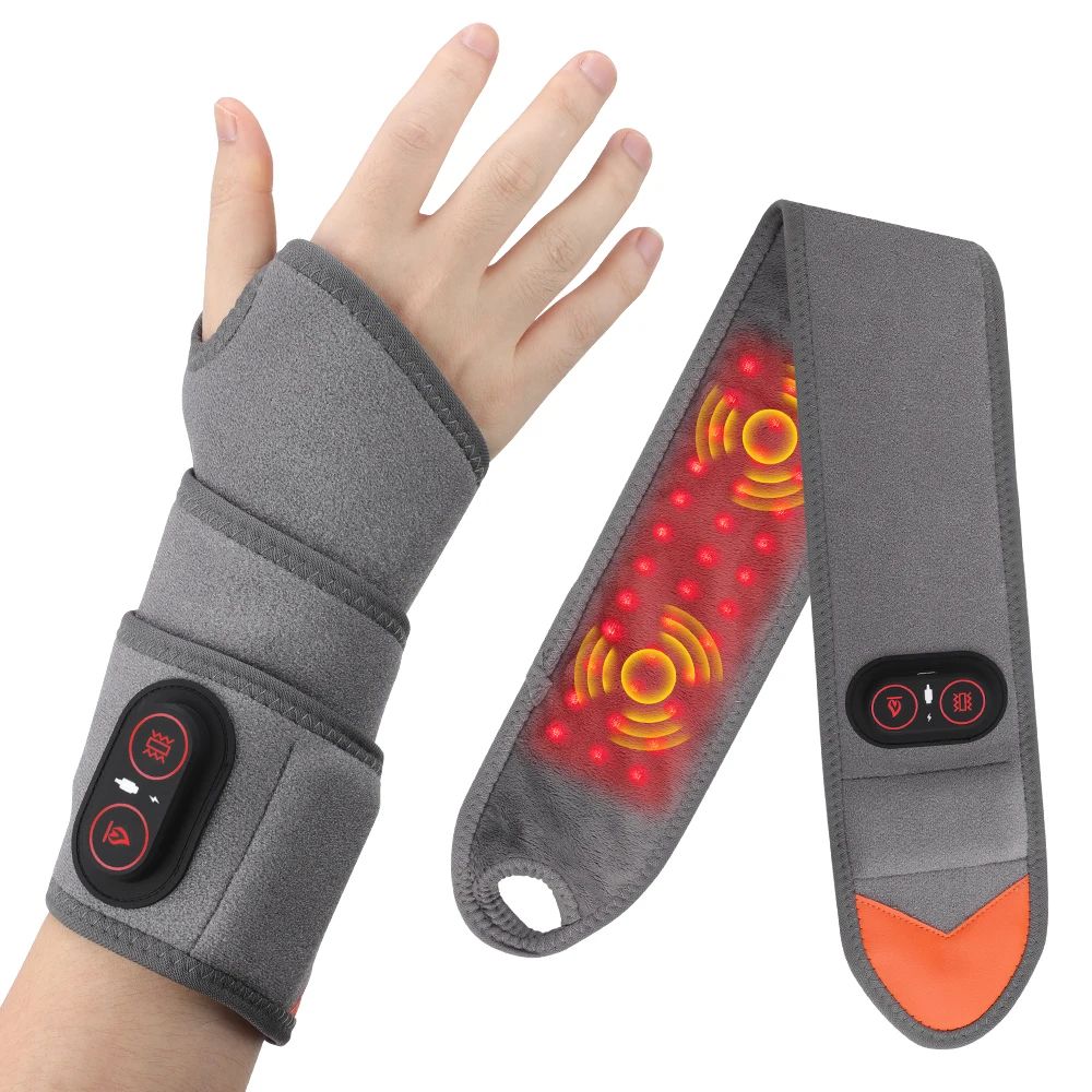 Cordless Red Light Therapy Wrist Brace with Heat and Vibration