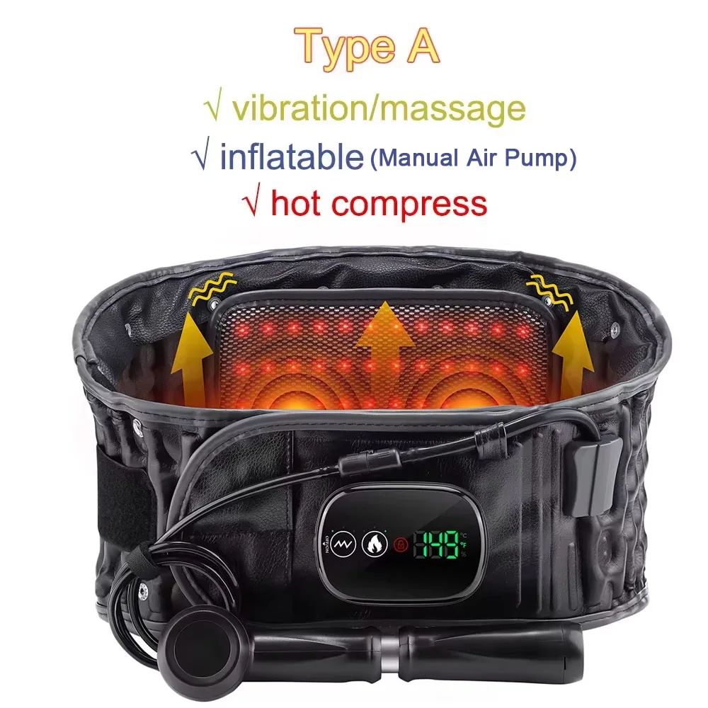 Inflatable Lumbar Support Belt with Heat and Vibration Back Massager