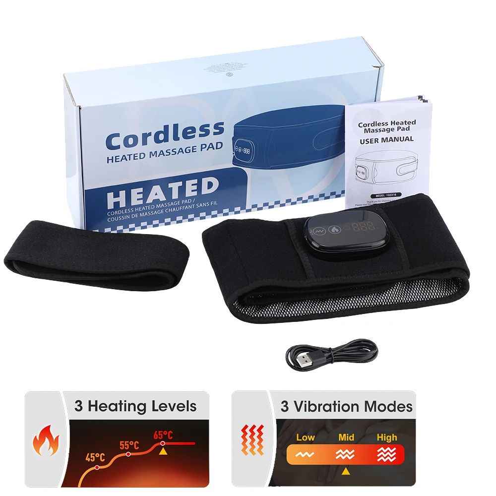 Cordless Heated Massage Waist Belt with Red Light Therapy and Vibration