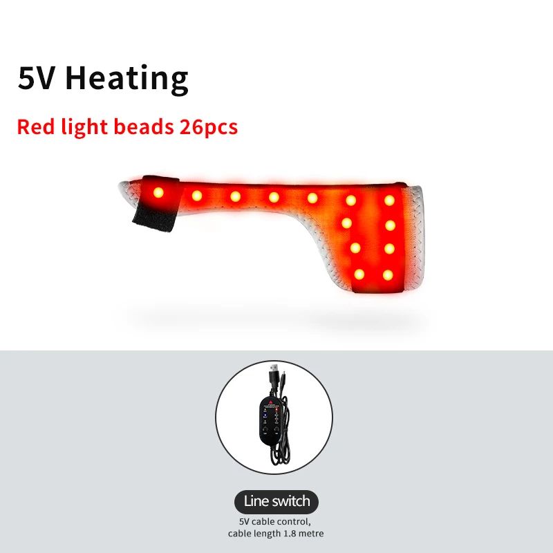 Electric Heated Finger Support Brace with Wrist Wrap, Red Light Therapy and Vibration Massage