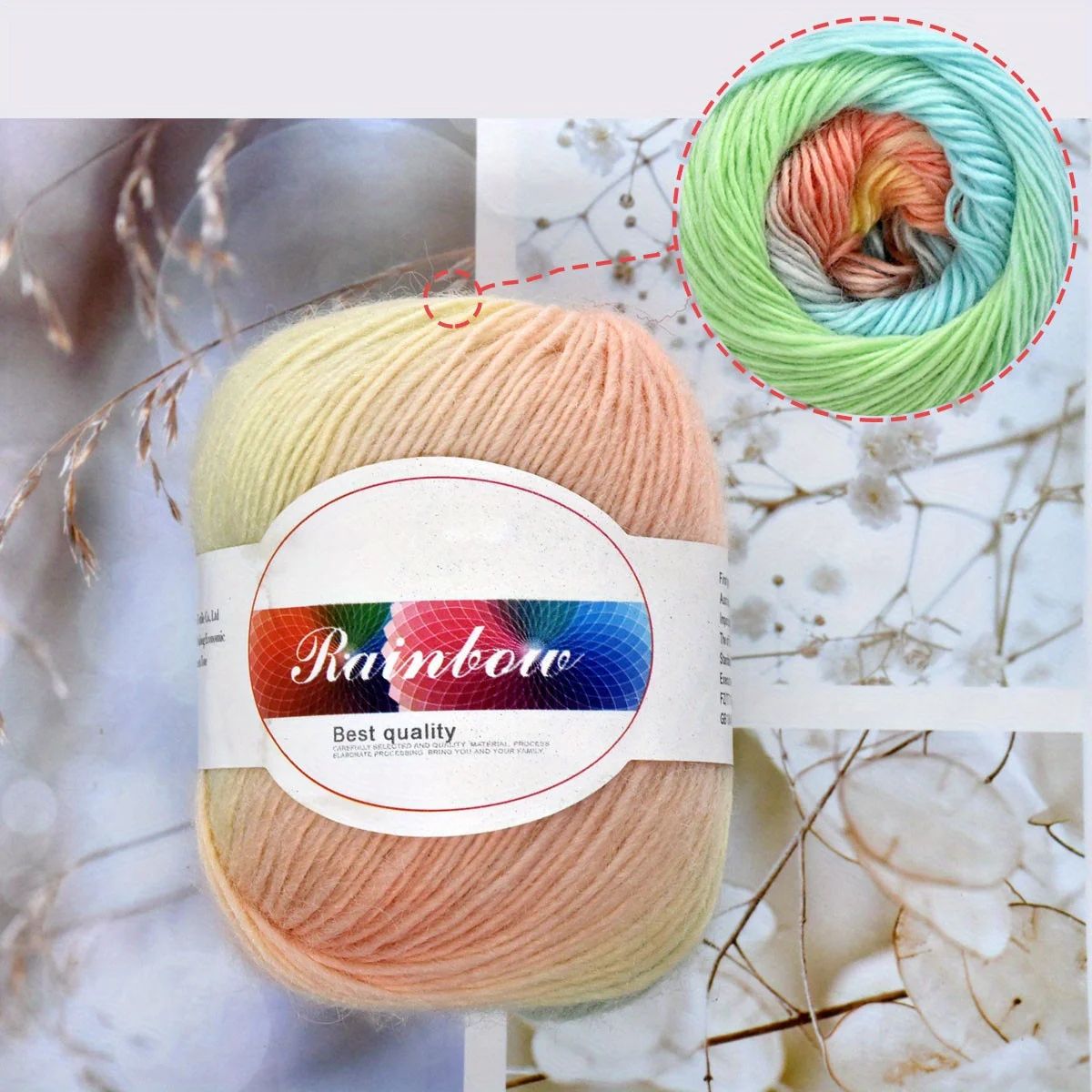 5 Pack Rainbow Wool Yarn for Crochet and Knitting