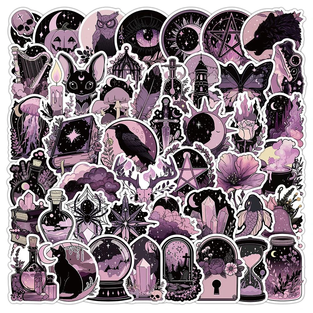 Pink and Black Gothic Sticker Pack for Laptops and Journals