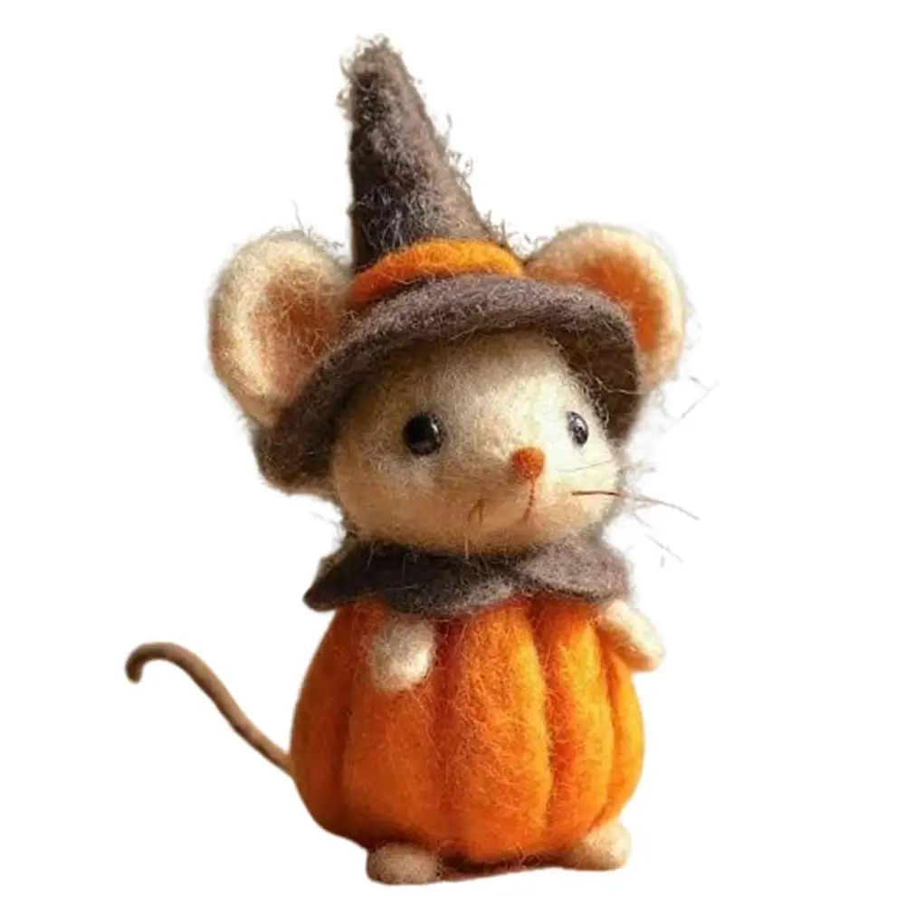 Handmade Wool Felt Holiday Mouse Figurine