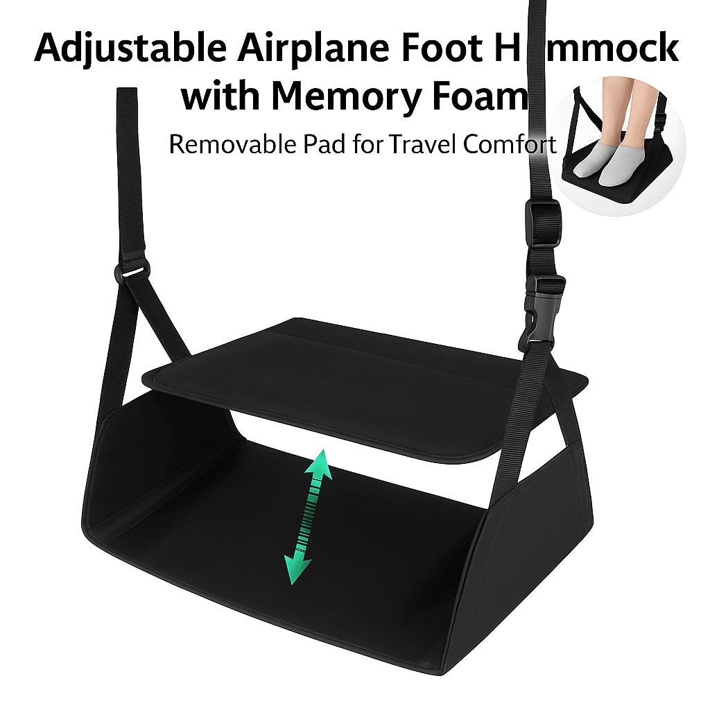 Adjustable Airplane Foot Hammock with Memory Foam Removable | Inspire ...
