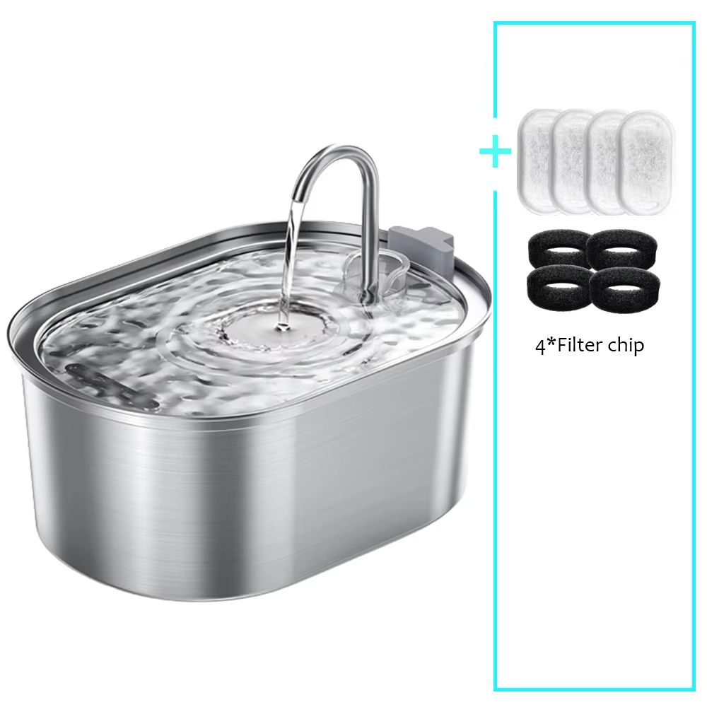 Smart Stainless Steel Cat Water Fountain - Automatic Pet Water Dispenser with Filtered Circulation for Cats and Dogs