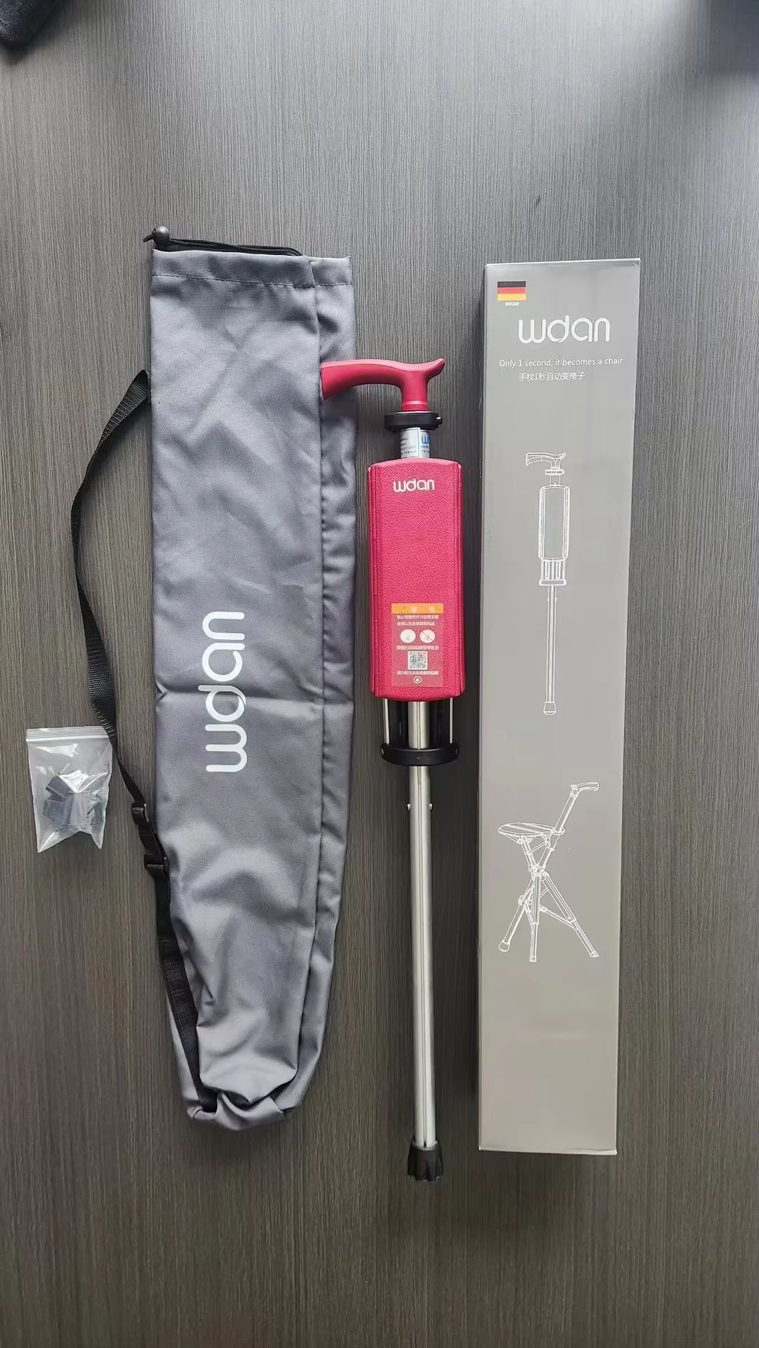 Wojan Folding Walking Cane with Seat - Lightweight Trekking Pole & Portable Hiking Chair Combo