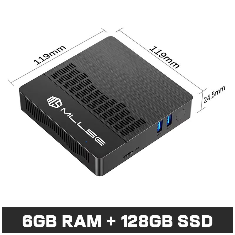 Mini PC Intel Gemini Lake Windows 11 6GB RAM 128GB SSD Dual Band WiFi Bluetooth