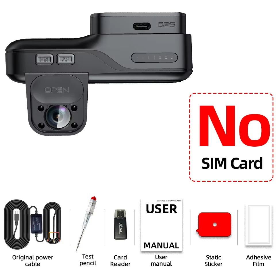 E-ACE 4G LTE Dash Cam with GPS & Remote Live View - Dual Lens Night Vision Car Recorder for Safety & Surveillance