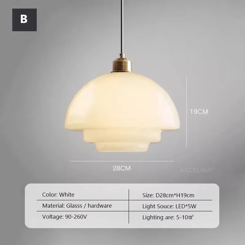 Nordic Cream White Glass Pendant Light - Modern LED Hanging Fixture for Dining Room, Bedroom, Bar & Indoor Spaces