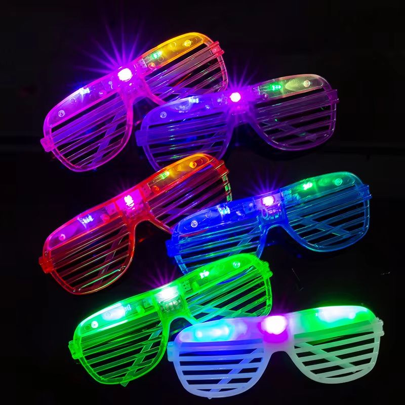 Neon LED Light Up Shutter Glasses Party Pack