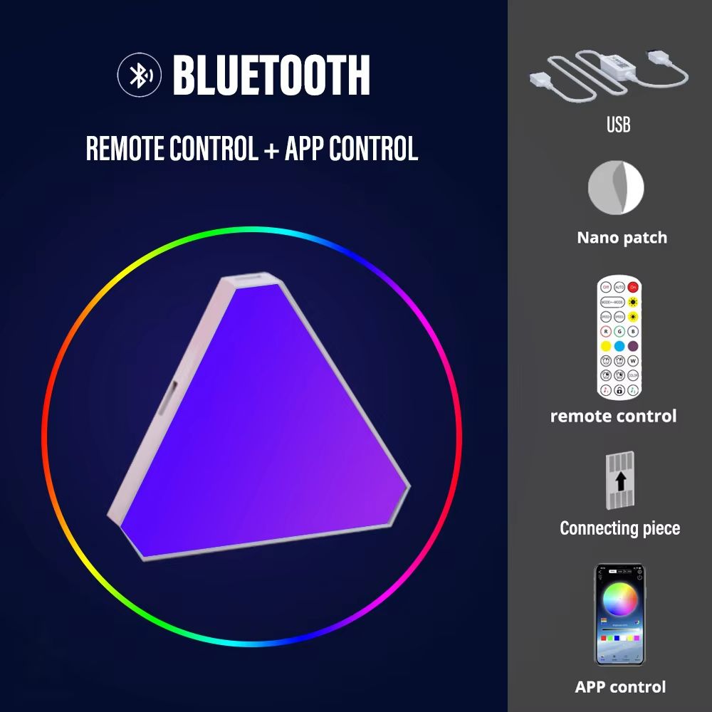 Smart RGB Triangle Wall Light Panels - Customizable Music Sync Light Decor System