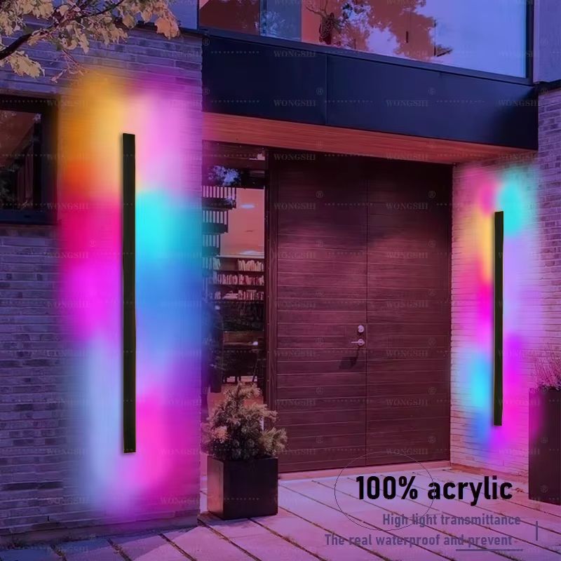 Waterproof IP65 RGB Outdoor Wall Light - Modern Dimmable Aluminum Sconce for Porch or Garden
