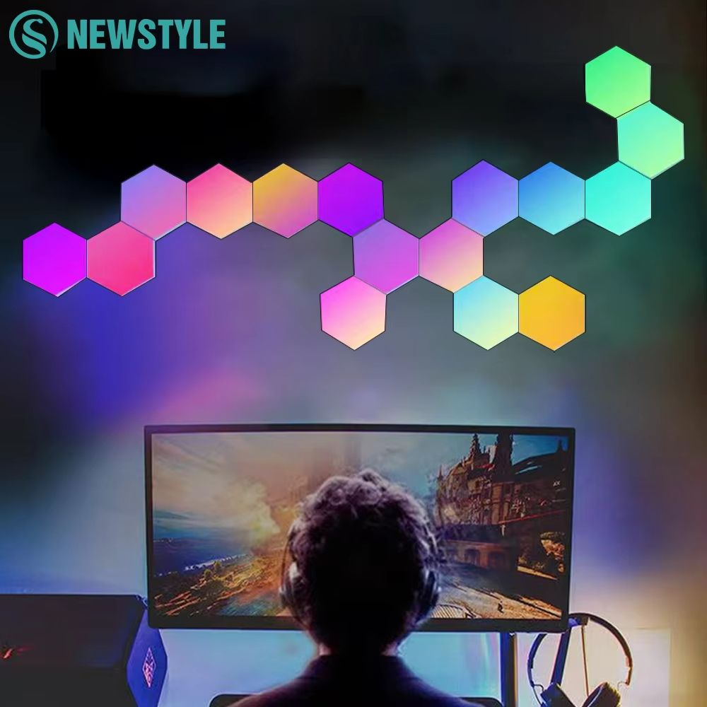 Programable Led Light Wall QuantumGlow Modular Hexagon LED Smart Wall Light Panels – DI | Inspire ...