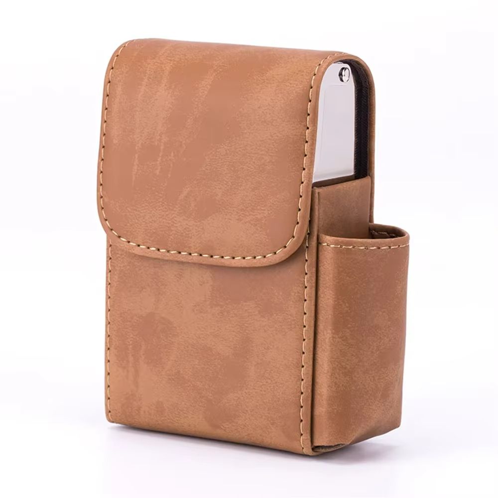EliteFlame Leather Cigarette Case with Built-in Lighter – 20