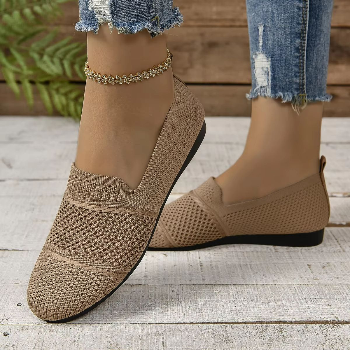 Summer Breeze Mesh Square Toe Flats – Breathable Hollow Out
