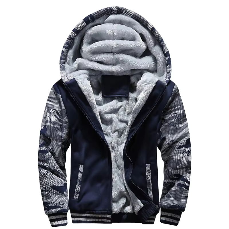 Men's Winter Fleece Hoodie Jacket – Thick Warm Zipper Sweatshirt Coat for Casual Wear & Sports