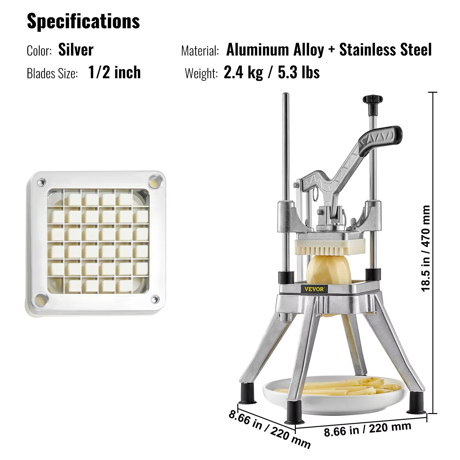 SucceBuy Commercial Food Dicer, Heavy Duty Stainless Steel Vegetable & Fruit Cutter with French Fry and Onion Slicer