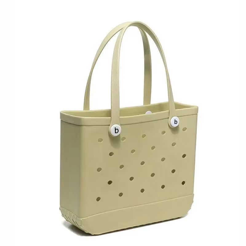 Womens EVA Waterproof Beach Tote Bag – Large Capacity Travel, Shopping & Storage Handbag in Solid Colors