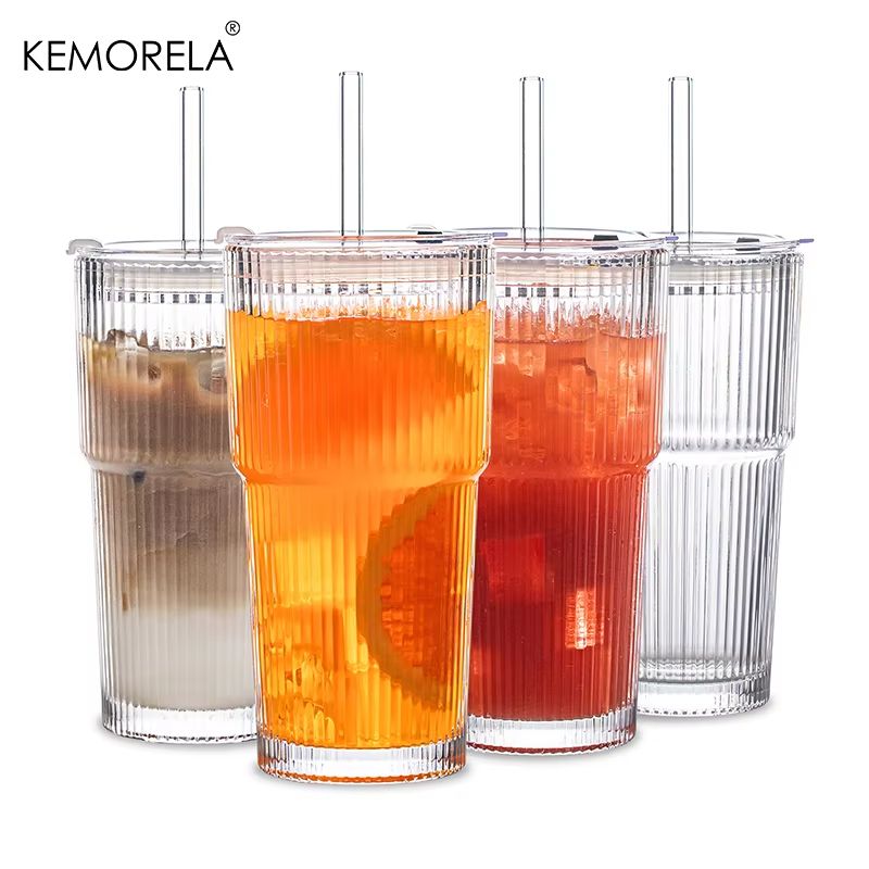 600ML Striped Glass Coffee Cup  Transparent Drinking Mug wi | Inspire  Uplift