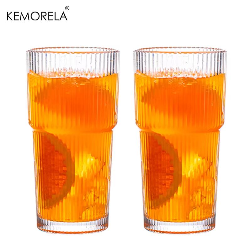 600ML Striped Glass Coffee Cup  Transparent Drinking Mug wi | Inspire  Uplift