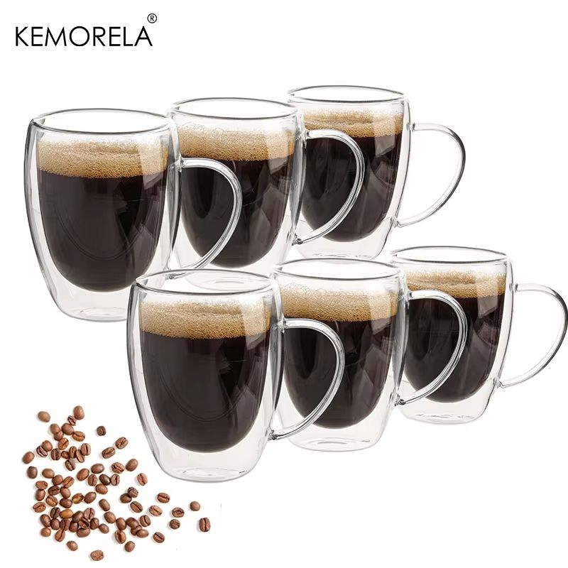 350ML Double Wall Glass Coffee Mug  Transparent Cappuccino | Inspire Uplift
