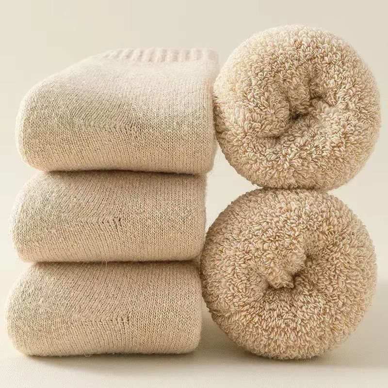 3 Pairs Thermal Wool Socks for Men and Women – Winter Cashmere Blend, Thick Fleece Terry Loop, Warm Snow Gift Set