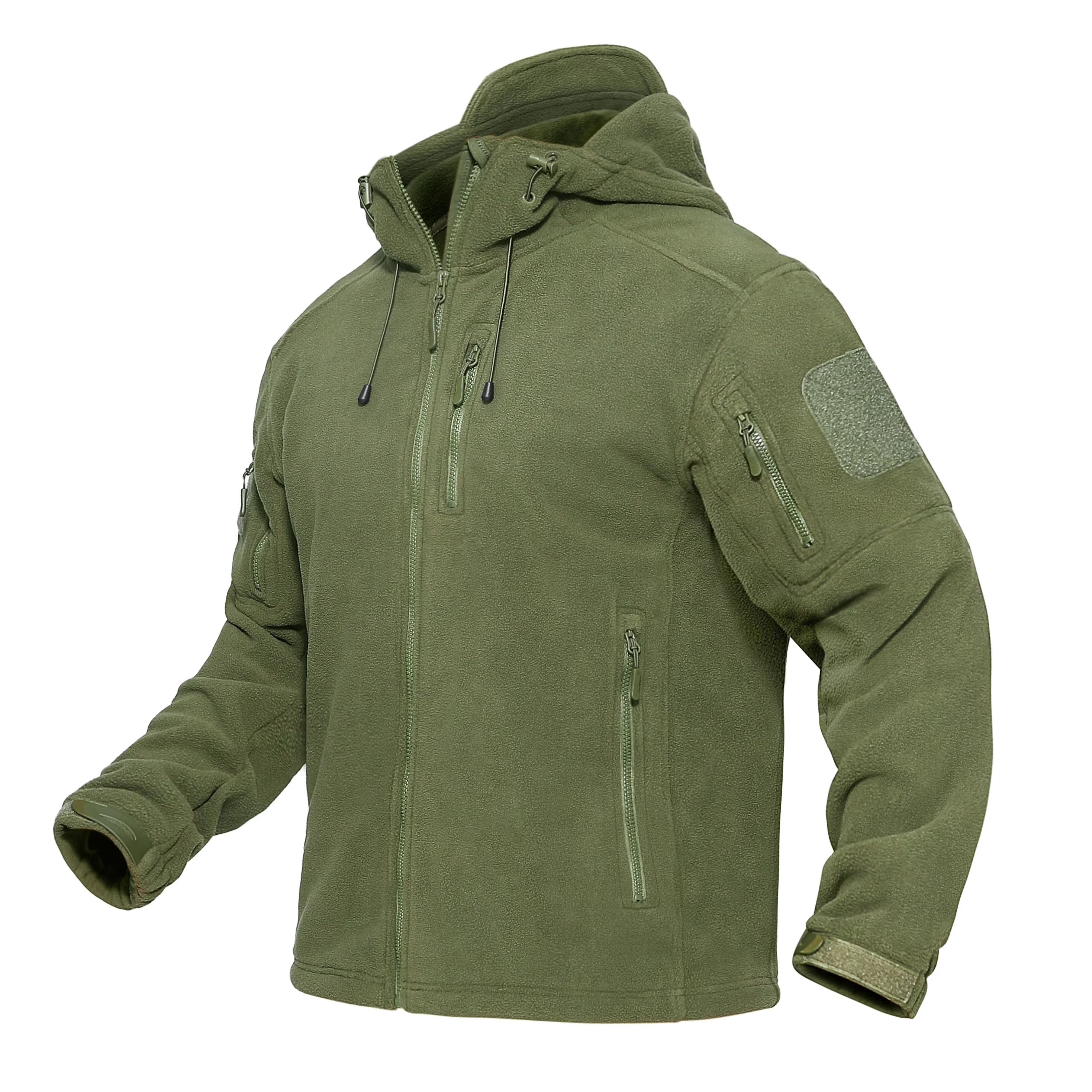 TACVASEN Men's Fleece Jacket with Hood – Full-Zip Outdoor Windproof Warm Work Coat for Spring and Winter