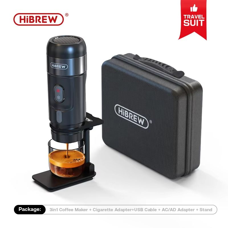 HiBREW Portable Espresso Coffee Maker - 12V Car and Home Machine for Capsules & Ground Coffee
