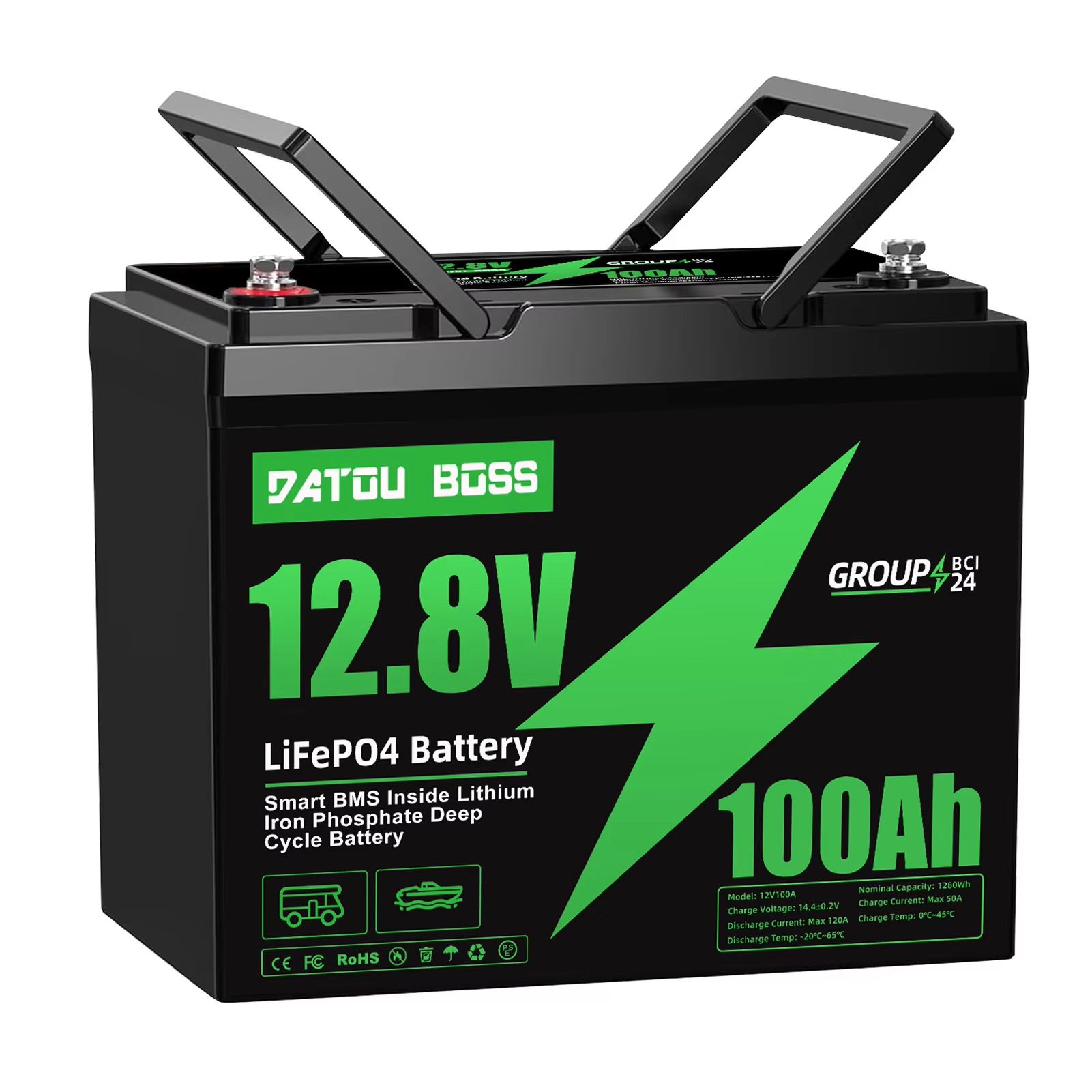 MFUZOP 12V 100Ah LiFePO4 Deep Cycle Battery - Long-Lasting Power with Built-in BMS & Low-Temp Protection