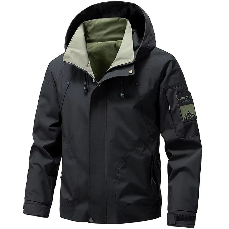 Men's Waterproof Softshell Hiking Jacket – Lightweight Hooded Outdoor Windbreaker for Spring & Autumn