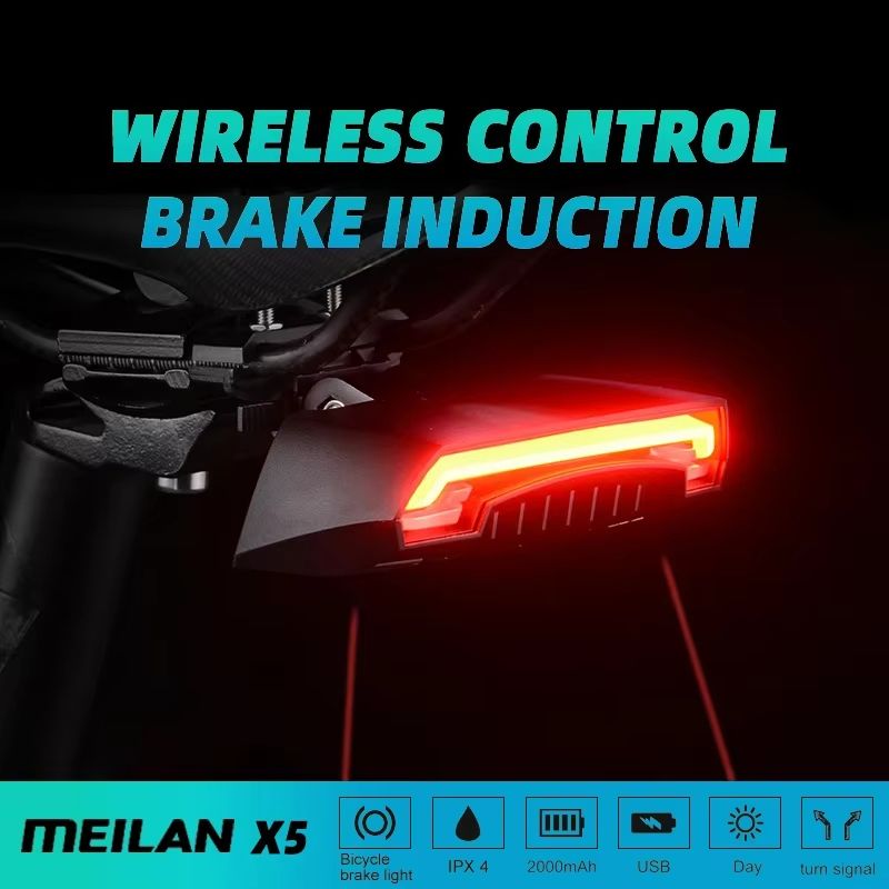 Smart Wireless Bike Tail Light with Turn Signals & Brake Detection – USB Rechargeable LED Cycling Safety Light