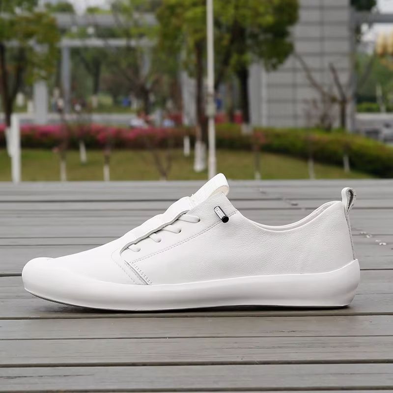 Men's Genuine Leather Loafers – Classic White Casual Shoes for Everyday Comfort