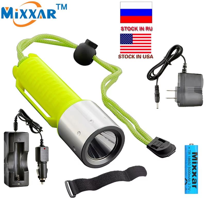 ZK20 Rechargeable Diving Flashlight - Powerful Q5 LED Underwater Scuba Torch with 18650 Battery