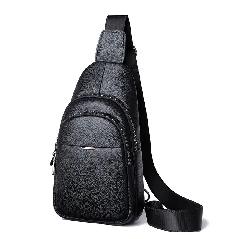 100% Genuine Leather Men's Chest Bag – Casual Crossbody Shoulder Messenger Bag for Daily & Travel Use