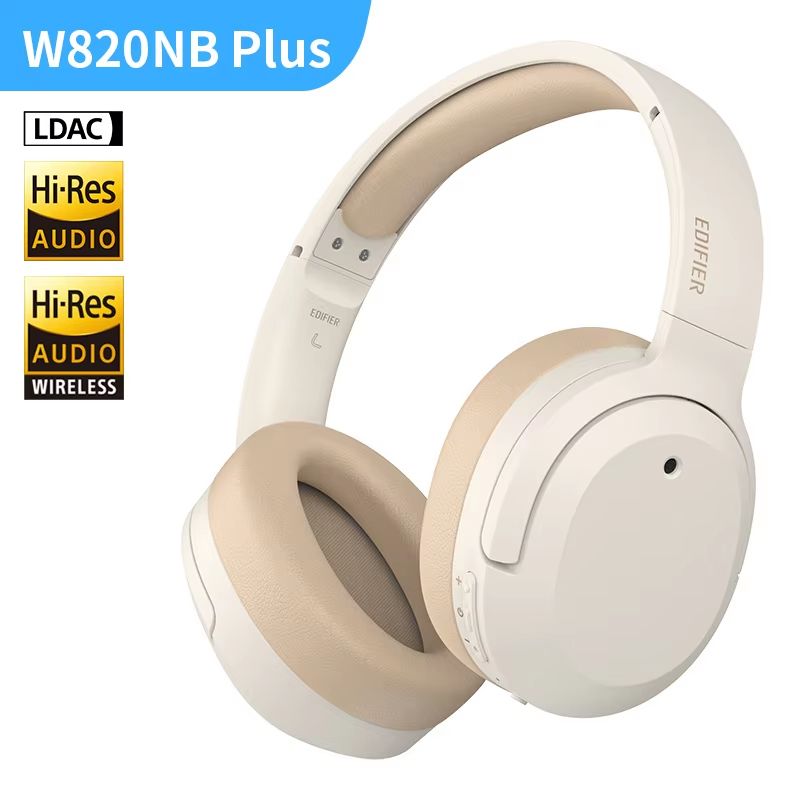 Edifier W820NB Plus Wireless Headphones - Over-Ear Bluetooth Headset with 43dB ANC, Hi-Res LDAC & 49H Playtime