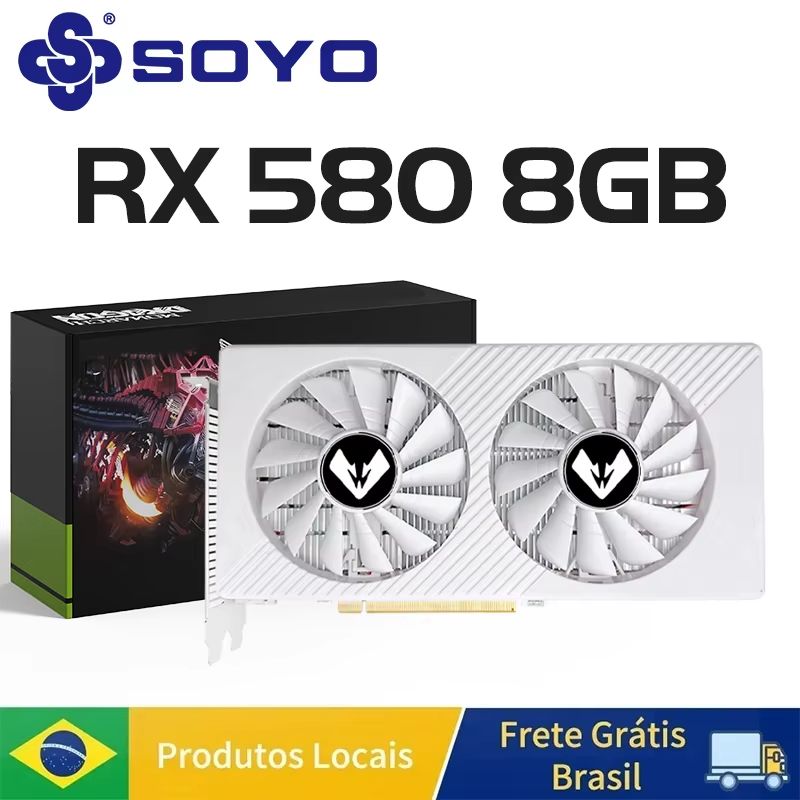 SOYO AMD Radeon RX580 8GB Graphics Card - High-Performance Gaming GPU with HDMI, DP & DVI Support