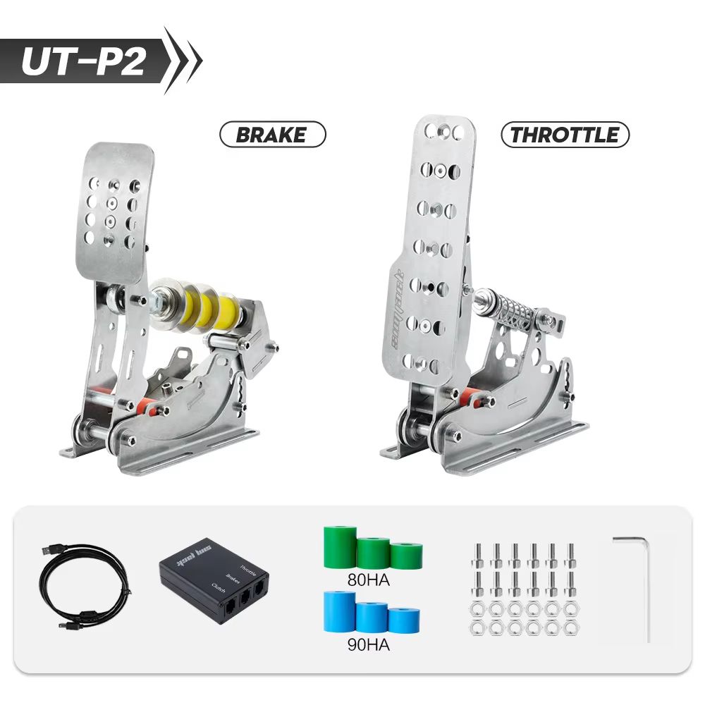 SIMJACK UT Sim Racing Pedals - Hydraulic Load Cell Pedals with Pressure Sensor for Realistic PC Racing Simulator Control