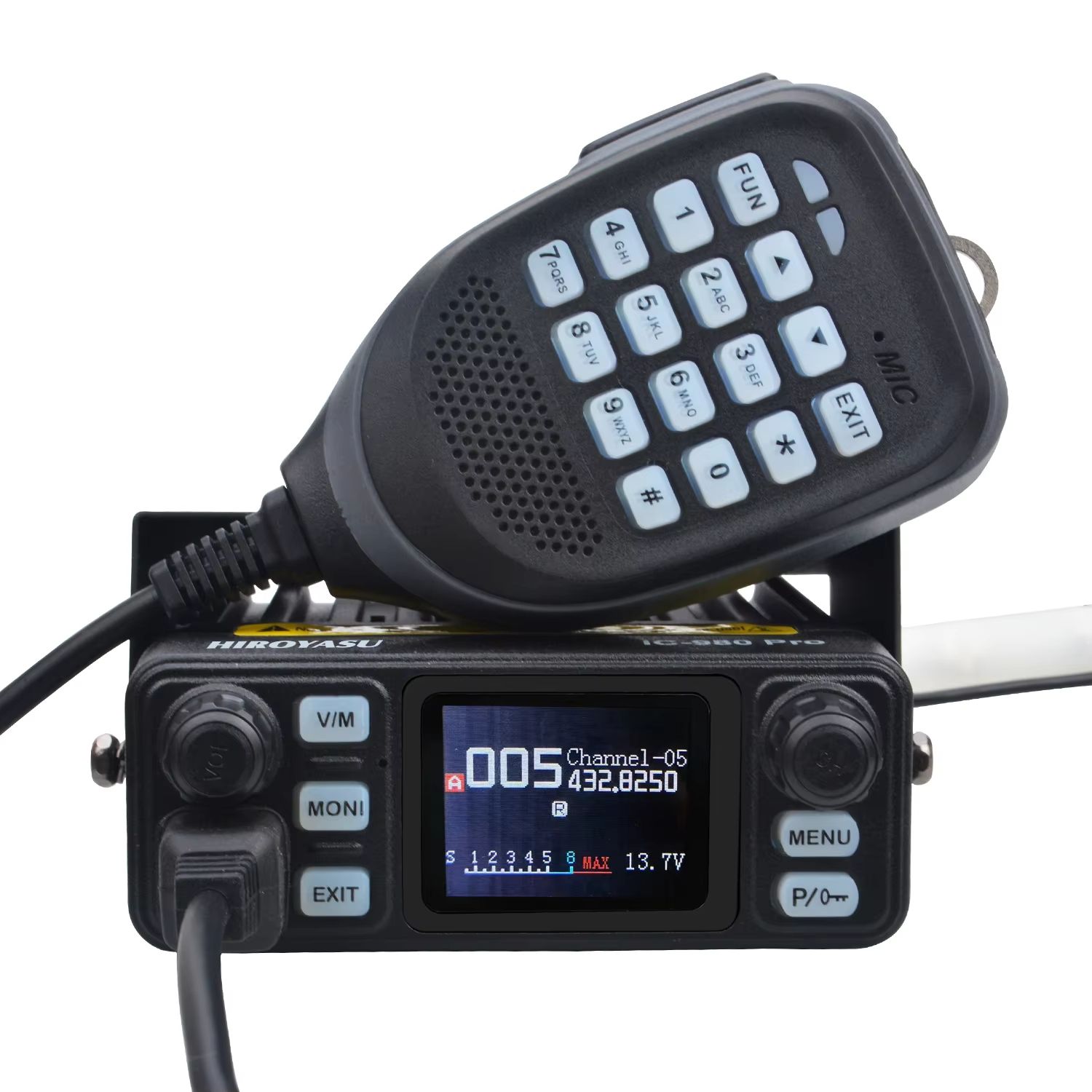 HIROYASU IC-980 Pro Dual Band Mobile Radio - 25W UHF/VHF Walkie Talkie with AI Noise Reduction