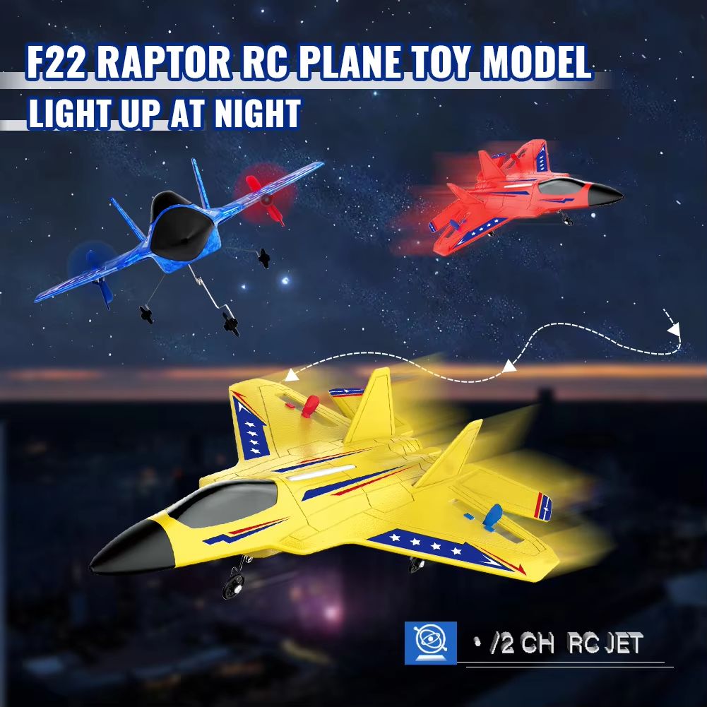 F22 Raptor RC Plane with LED Lights – 2.4G Remote Control Fo