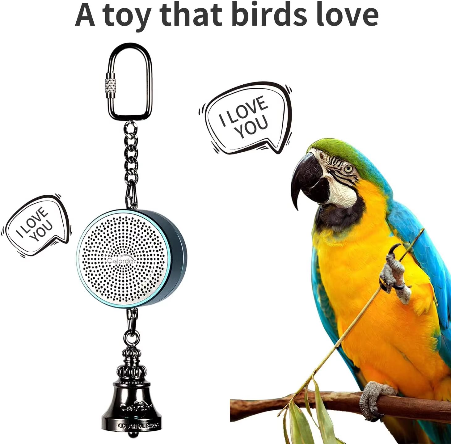 Interactive Parrot Training Toy - Voice Recording & Playback Bird Talking Coach with Chewing Bell