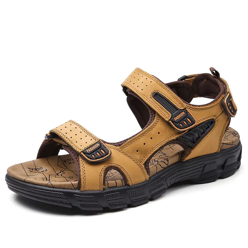 Classic Men's Genuine Leather Sandals – Lightweight Summer Outdoor Casual Sandals for Comfort & Style
