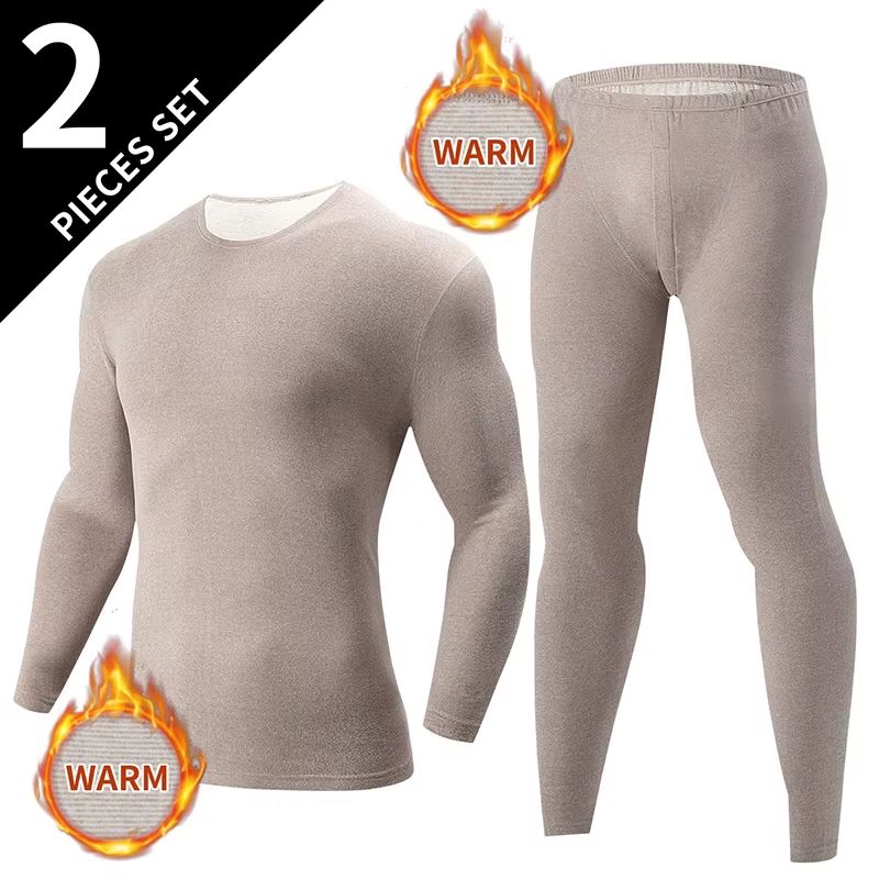 Men's Solid Color Thermal Underwear Set – Warm & Breathable Base Layer for Autumn and Winter Comfort