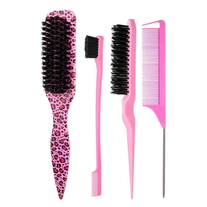 Boar Bristle Slick Back Hair Brush – Sleek Ponytail, Bun & Flyaway Smoothing Tool for Edges and Baby Hairs