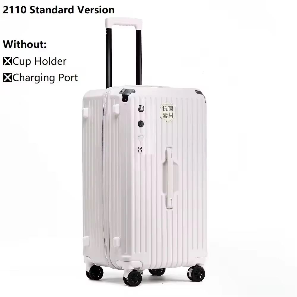 Large Capacity Carry-On Luggage with Cup Holder & USB Charging - 20/24/26/28 Inch Travel Suitcase for Women and Girls